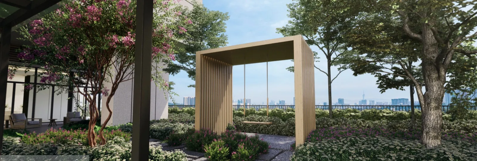 ARAS Residences sky garden landscaping with swing