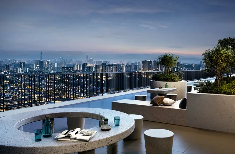 ARAS Residences sky terrace with skyline view